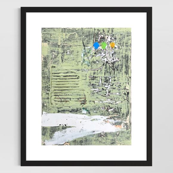 Original Minimalist Modern Art Collage Painting 8.5x11 